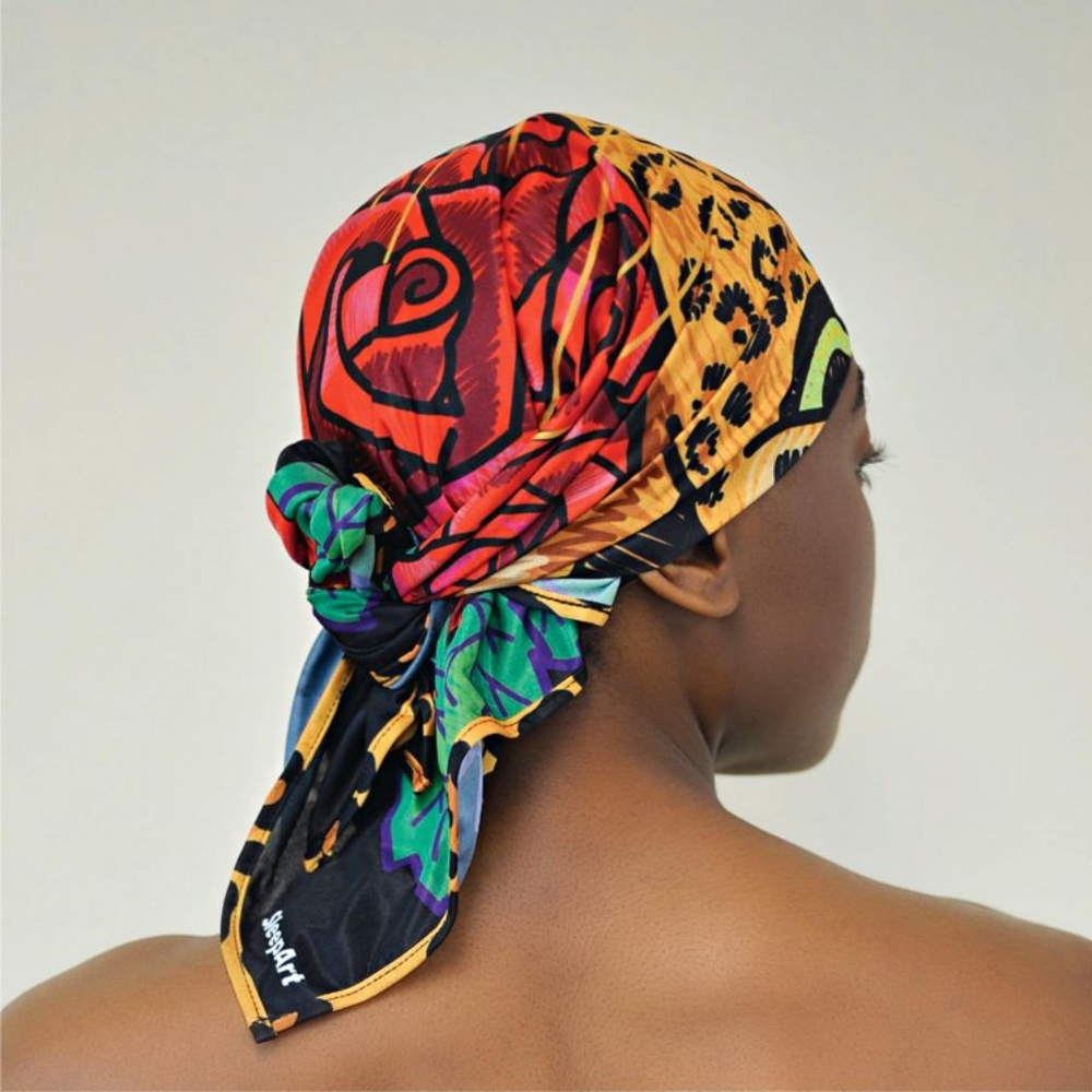 NEW Sleepart Satin Square Soft Shiny Hair Scarf Head Wrap Tiger Roses 2 Pack - Picture 5 of 6